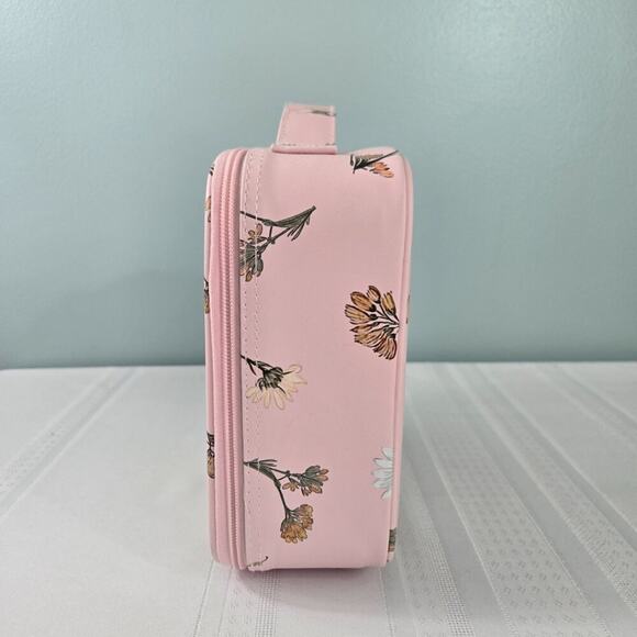 Pink Daisy Makeup Cosmetic Case with Multiple Adjustable Dividers NWOT - Picture 4 of 10